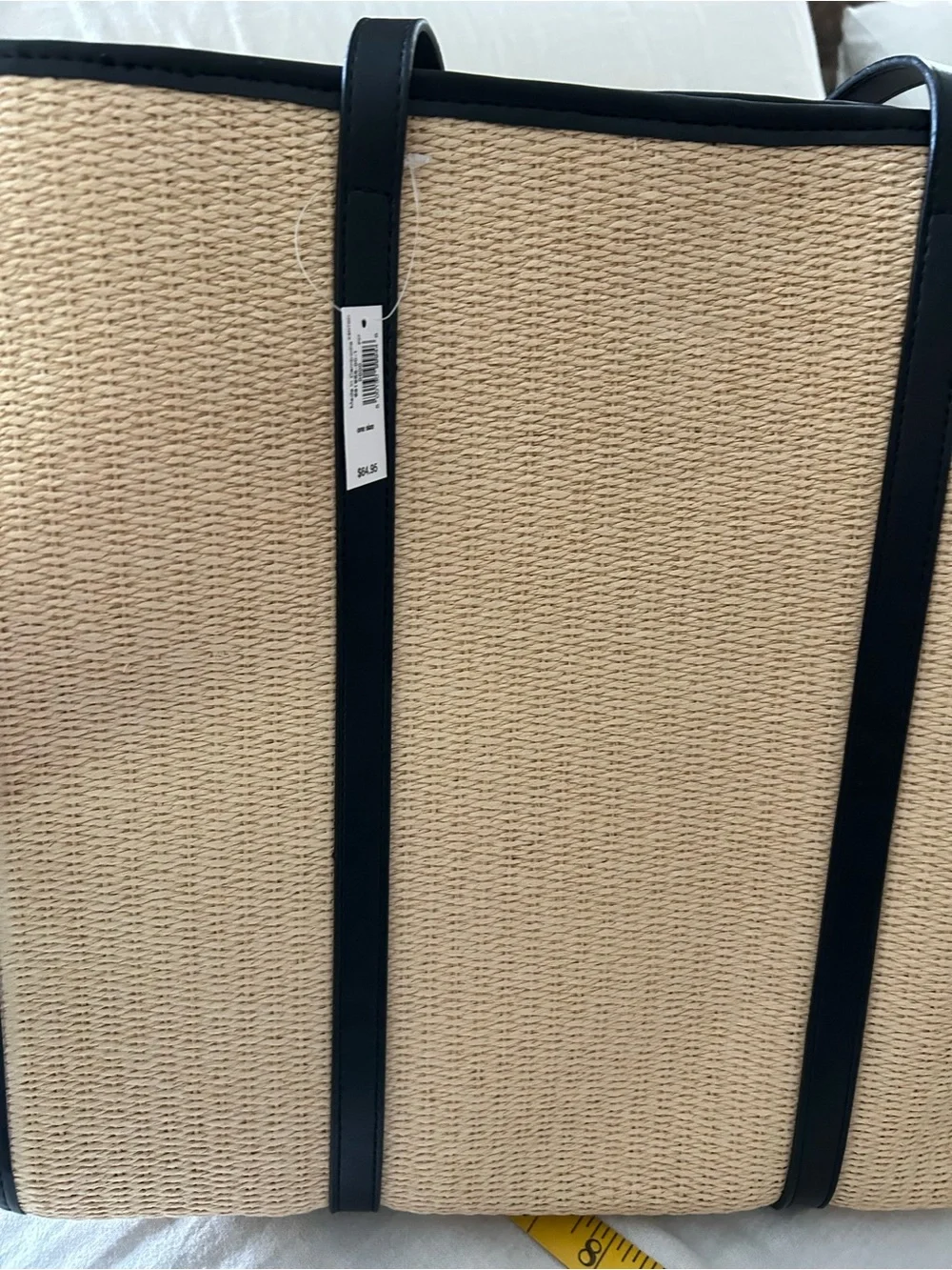 GAP Natural Straw Tote with Black Trim